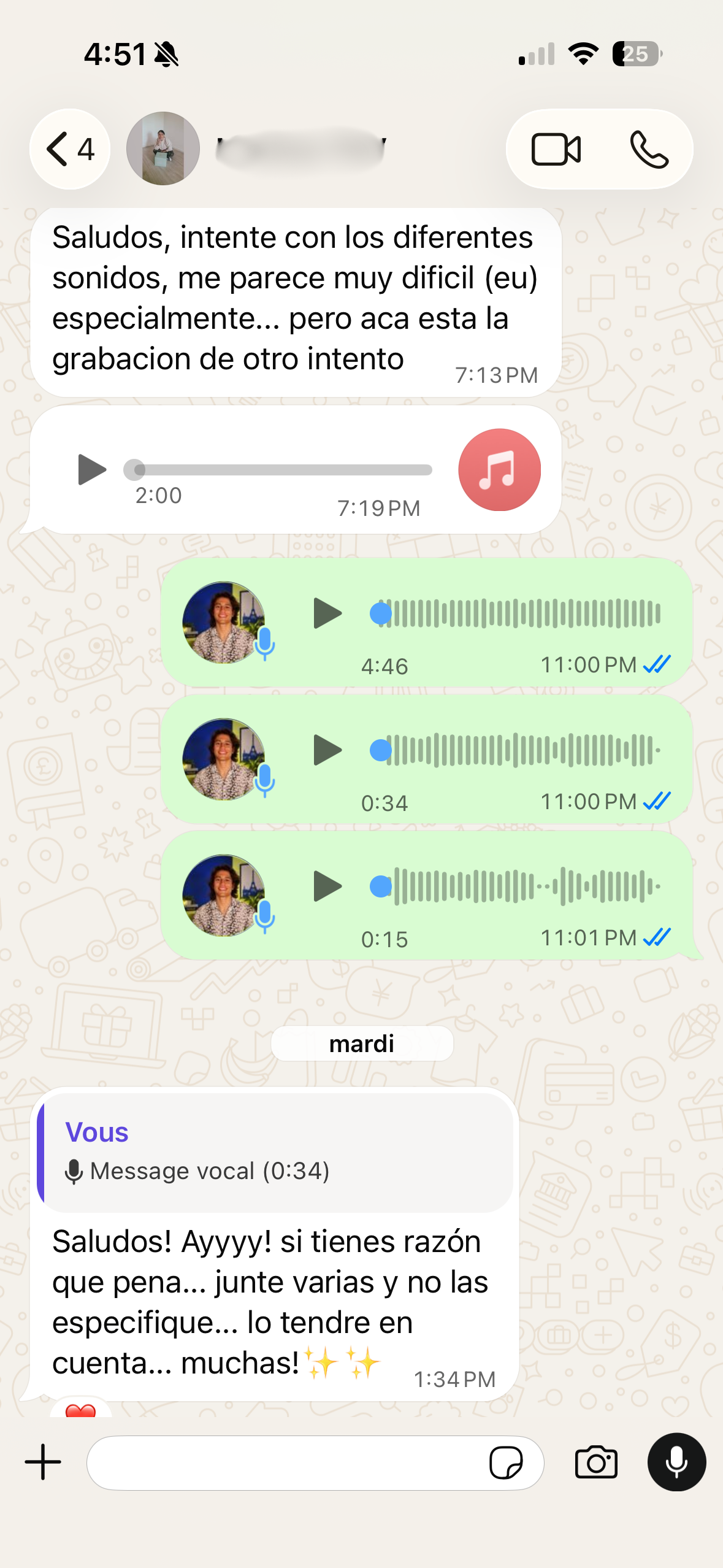 Audios de corrección por WhatsApp